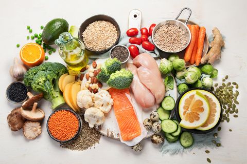 A photo of a wide variety of healthy foods to illustrate the article 