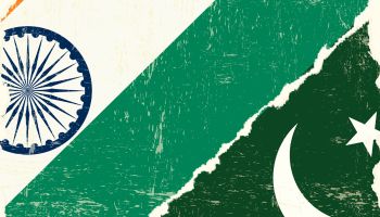 A graphic combining the flags of India and Pakistan to illustrate the article 